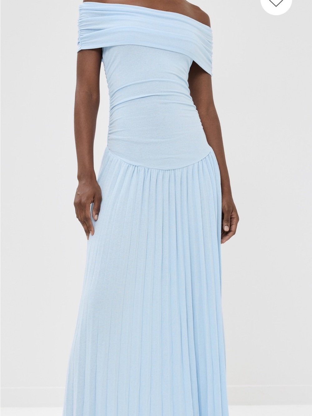 Lioness Light Blue Off-Shoulder Pleated Maxi Dress